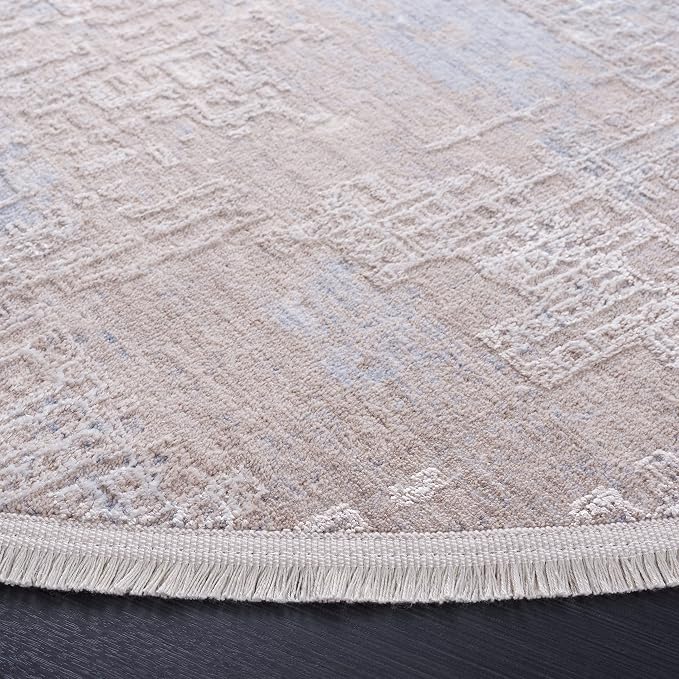 SAFAVIEH Marmara Collection Area Rug - 6'7" Round, Grey & Beige Blue, Modern Design, Non-Shedding & Easy Care, Ideal for High Traffic Areas in Living Room, Bedroom (MRM314F)