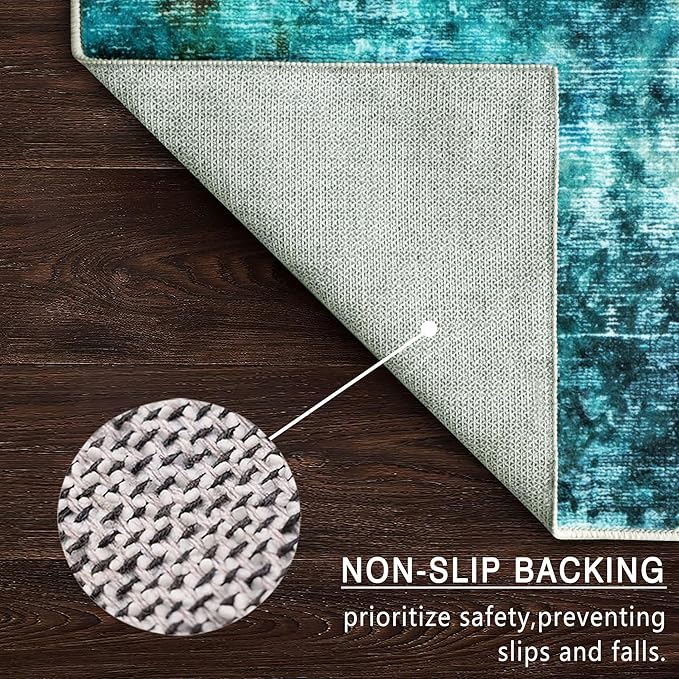 vivorug Runner Rug 2'x7' Machine Washable Non-Slip Runners for Hallways Kitchen Entryway Laundry Room Modern Abstract Carpet Hallway Runner, Rosy Clouds