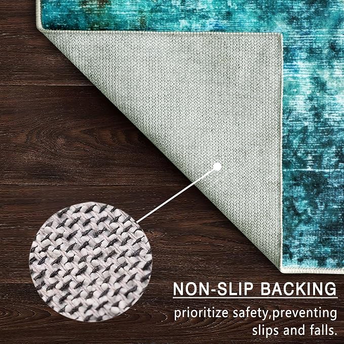 vivorug Round Rug 5ft Abstract Round Area Rug Non-Slip Indoor Carpet for Living Room Bedroom Entryway, Stain Resistant Home Decor Circle Rug, Rosy Clouds