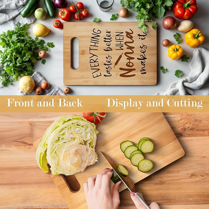 Nonna Cutting Board, Grandma Cutting Board Gifts For Nonna,Mother's Day Kitchen Gifts for Mom from Daughters Sons Kids, Grandma Kitchen Gifts, Nonna's Kitchen Decorative Bamboo Chopping Board