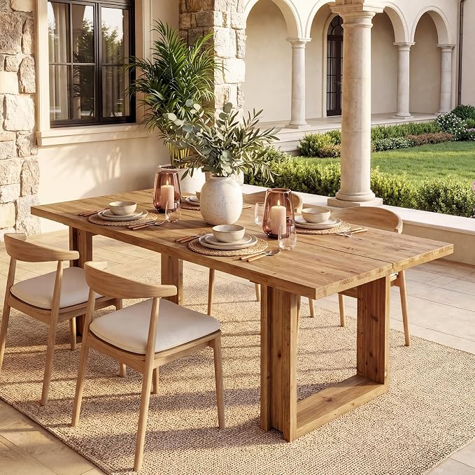 63-Inch Solid Wood Dining Table for 6, Farmhouse Kitchen Table with Heavy Duty Legs, Rectangular Wood Desk for Dining Room, Living Room, Rustic Brown