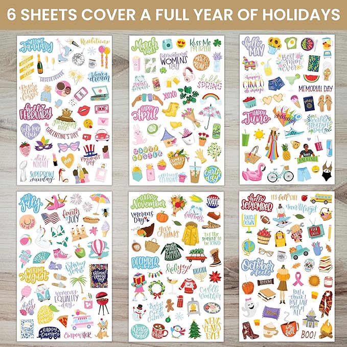 Bloom Daily Planners New Holiday Seasonal Planner Sticker Sheets - Seasonal Sticker Pack - Over 250 Stickers Per Pack!