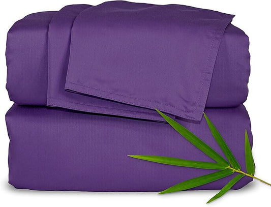 Pure Bamboo California King Sheets, Genuine 100% Organic Viscose Derived from Bamboo Bed Sheet Set, Soft & Cooling, Double Stitching, 2 Year Quality Promise (California King, Purple)