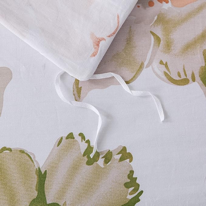 FADFAY Duvet Cover Twin XL Elegant Watercolor Floral Bedding Shabby Orange Flower Quilt Cover Vintage Farmhouse Bedding 100% Cotton Soft Comforter Cover with Hidden Zipper Closure 3Pc, Twin XL Size