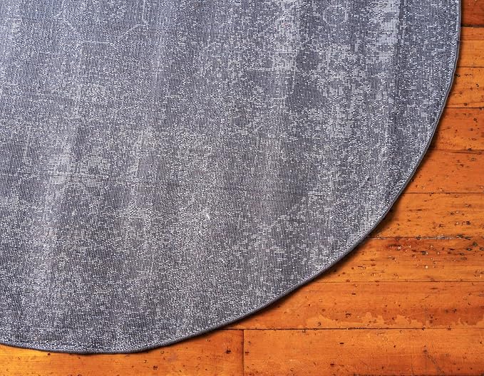 Unique Loom Bromley Collection Area Rug - Wells (3' Round, Dark Gray/ Gray)