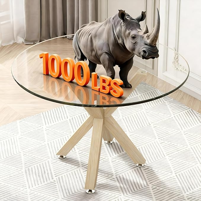 Metal Table Legs 28 Inch, Artistic Heavy Duty Dining Table Base with Suction Cups & Pre-Drilled Holes, Fits Glass Marble Wood Tops, DIY Desk Coffee Table Legs, 1000LBS Capacity, Natural Colour