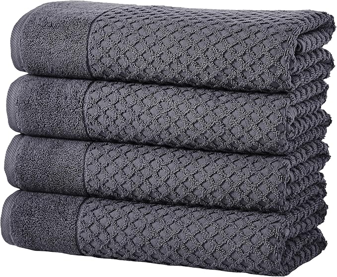 Great Bay Home Bath Towels - 100% Cotton 4 Pack 54x27 Bath Towel Set - Absorbent, Durable, Quick-Dry Towels for Bathroom (Stone Blue)
