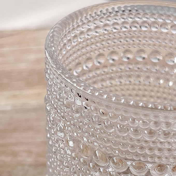 Kate Aspen Beaded Drinking Glasses Set of 6, 10 oz Retro Vintage Glassware - Boho Cocktail Water Juice Glasses, Hostess or Housewarming Gift