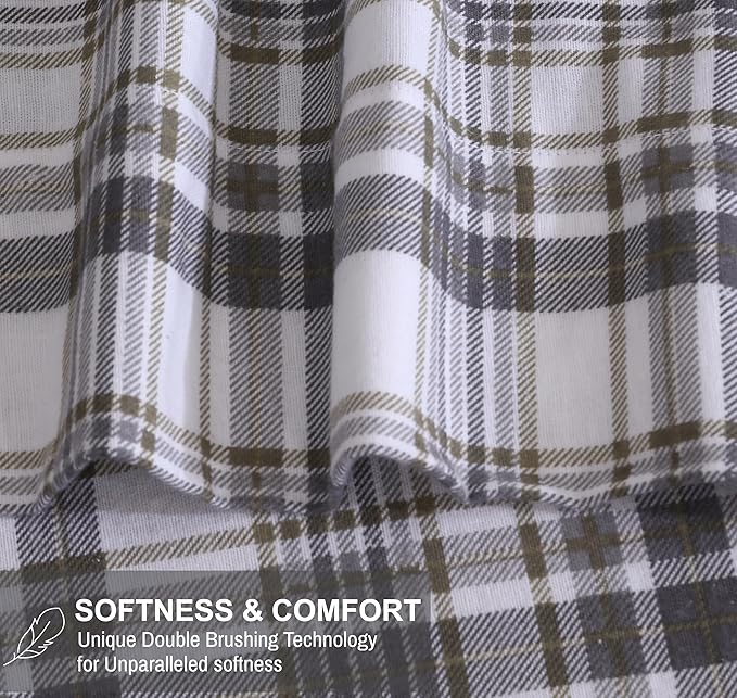 RUVANTI Flannel Sheets Full Size - 100% Cotton Double Brushed Bed Sheets Set, Deep Pockets 16 Inches, All Seasons Breathable & Extra Soft Full Sheets, Warm & Cozy, 4 Piece, Modest