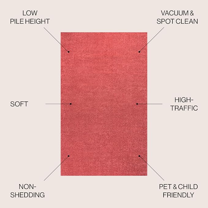 JONATHAN Y Haze Solid Low-Pile Red 6x9 Oval Indoor Area Rug, Coastal,Bohemian,Minimalist,Classic, Easy-Cleaning for Living Room,Bedroom,Kitchen,Pet Friendly,Non-Shedding (SEU100E-6OV)
