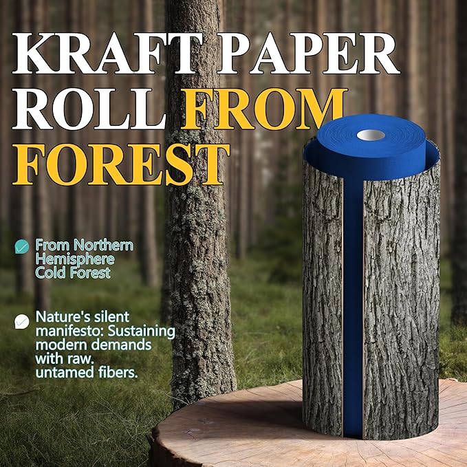 BAIJIALI 36" x 2,400" (200') Kraft Paper Roll for Craft Bulletin Board Paper Art Table Covering Crafting Gift Wrapping Bouquet Packing Parcel (Blue, 36" x200')