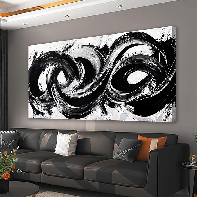 Abstract Wall Art Decor Wall Pictures for Living Room Large Black and White Wall Art Prints Abstract Canvas Art Wall Decor Modern Minimalist Wall Art Decorations Bedroom Home Wall Art Decor 24" X 48"
