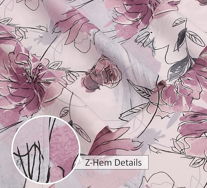 RUVANTI 100% Cotton California King Sheet Sets, 4 Pieces, Soft & Breathable Percale Weave Bedding, Deep Pocket 14", Hotel Standard, Crisp Cool Feel & Durable, Perfect Floral Sheets, Lilac Floral