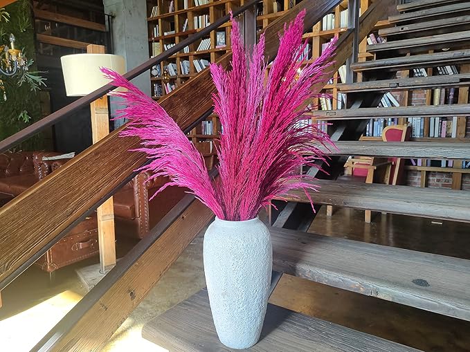Pampas Grass Decor Tall,Long Pampas, Large Pompas Floral, Elegant Feather Flowers for Wedding Decorations, Living Room Decor (Natural Purple Red, 8pcs 31.5"(80cm))