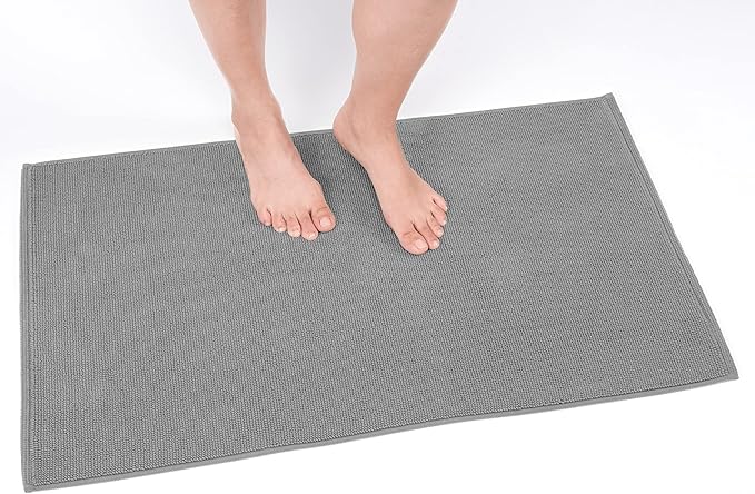 Cotton Paradise 100% Cotton Turkish Bathmat Rug, Soft Absorbent Quick Dry Non Slip, 17x24 Bathmat Rug, Light Grey