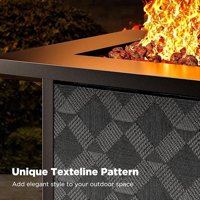 Ciays 28Inch Propane Fire Pit Table, 50,000 BTU Outdoor Gas Fire Pit Table CSA-Certified for Outside Patio with Removable Lid and Lava Rocks, Add Warmth and Ambience to Parties, Backyard, Garden