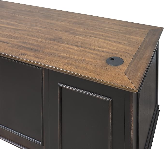 Martin Furniture Hartford Double Pedestal Shaped Desk, Brown - Fully Assembled