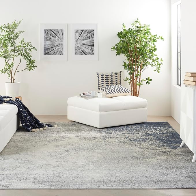 Nourison Home Passion Charcoal/Ivory 9' x 12' Area-Rug, Modern, Abstract, Easy-Cleaning, Non Shedding, Bed Room, Living Room, Dining Room, Kitchen (9x12)