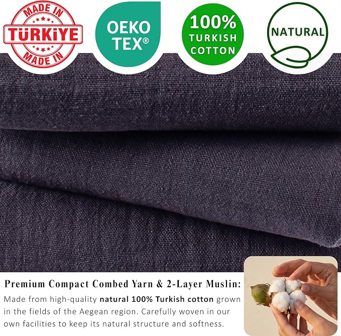 PÜSKÜL - Premium 2-Piece Oversized Muslin Bath Towel for Adult 35x70 Extra Large Bath Sheets | Natural 100% Turkish Cotton Soft Absorbent Quick-Dry Light Spa & Beach Towels(Pack of 2, Anthracite)