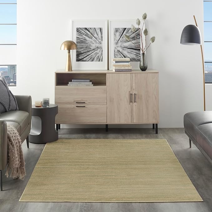 Nourison Home Nourison Essentials Green Gold 4' x 6' Area Rug - Easy Clean, Non Shedding, Bed Room, Living Room, Dining Room, Kitchen (4' x 6')