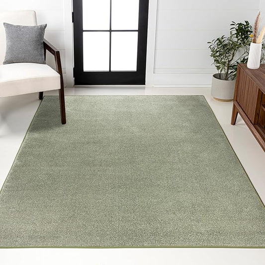 JONATHAN Y Haze Solid Low-Pile Green Indoor Area Rug 10x14, Coastal,Bohemian,Minimalist,Classic, Easy-Cleaning for Living Room,Bedroom,Kitchen,Pet Friendly,Non-Shedding (SEU100O-14)