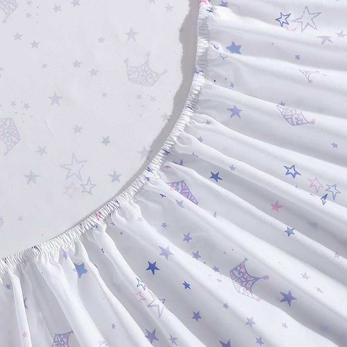 Laura Ashley Kids - Twin XL Sheet Set, Soft & Wrinkle-Resistant Toddler Bedding Set, Deep Pockets, Girl Bed Sheets with Matching Fitted Sheet & Pillowcase (Dancing Stars Purple)