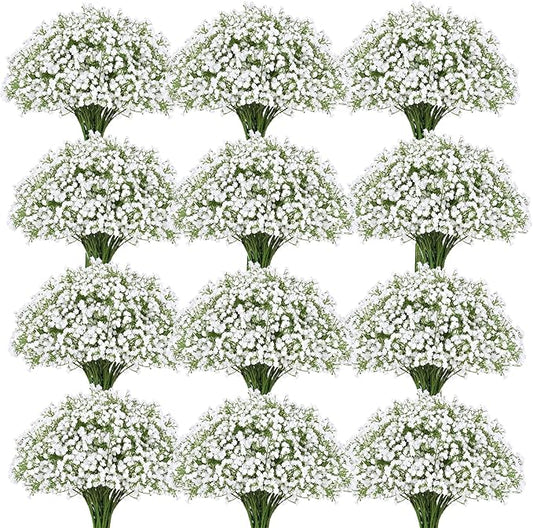 80 Pcs Babys Breath Artificial Flowers Bulk, Real Touch Fake White Babies Breath Flowers, Faux Gypsophila Bouquet for Wedding Home Decor Floral Arrangement