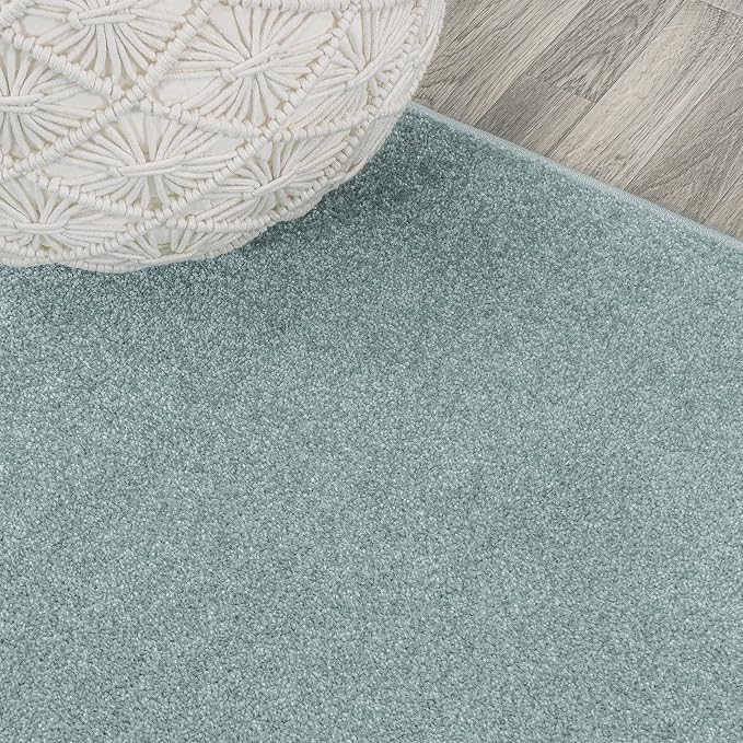 JONATHAN Y Haze Solid Low-Pile Aqua Blue Indoor Area Rug 8x10, Coastal,Bohemian,Minimalist,Classic, Easy-Cleaning for Living Room,Bedroom,Kitchen,Pet Friendly,Non-Shedding (SEU100S-8)