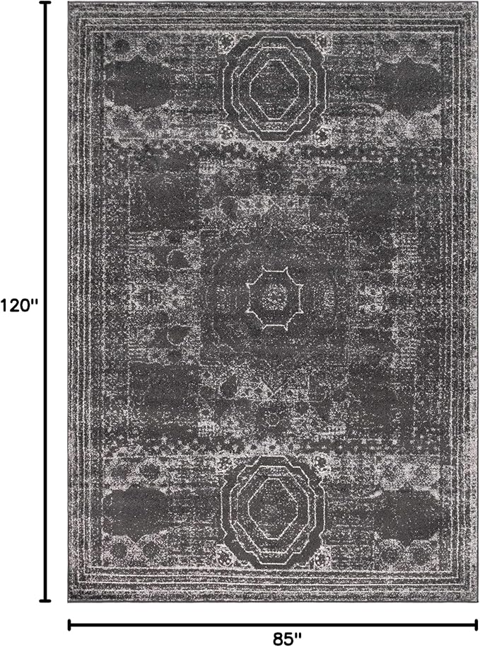 Unique Loom Bromley Collection Area Rug - Wells (7' 1" x 10' Rectangle, Dark Gray/ Gray)
