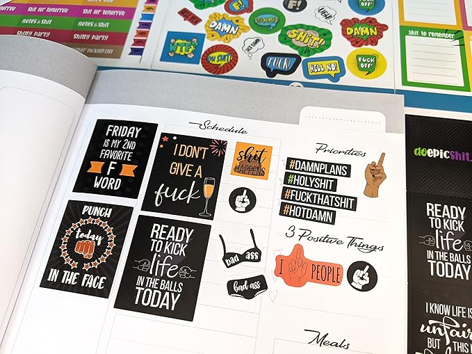 Vladi Creative Rude & Humorous Planner Stickers - 660pcs, 12 Sheets, Funny Adult Curse, Meme & Rude Stickers for Planners, Journals & Organizers, Hilarious & Bold Adult Humor Designs for Personal Use