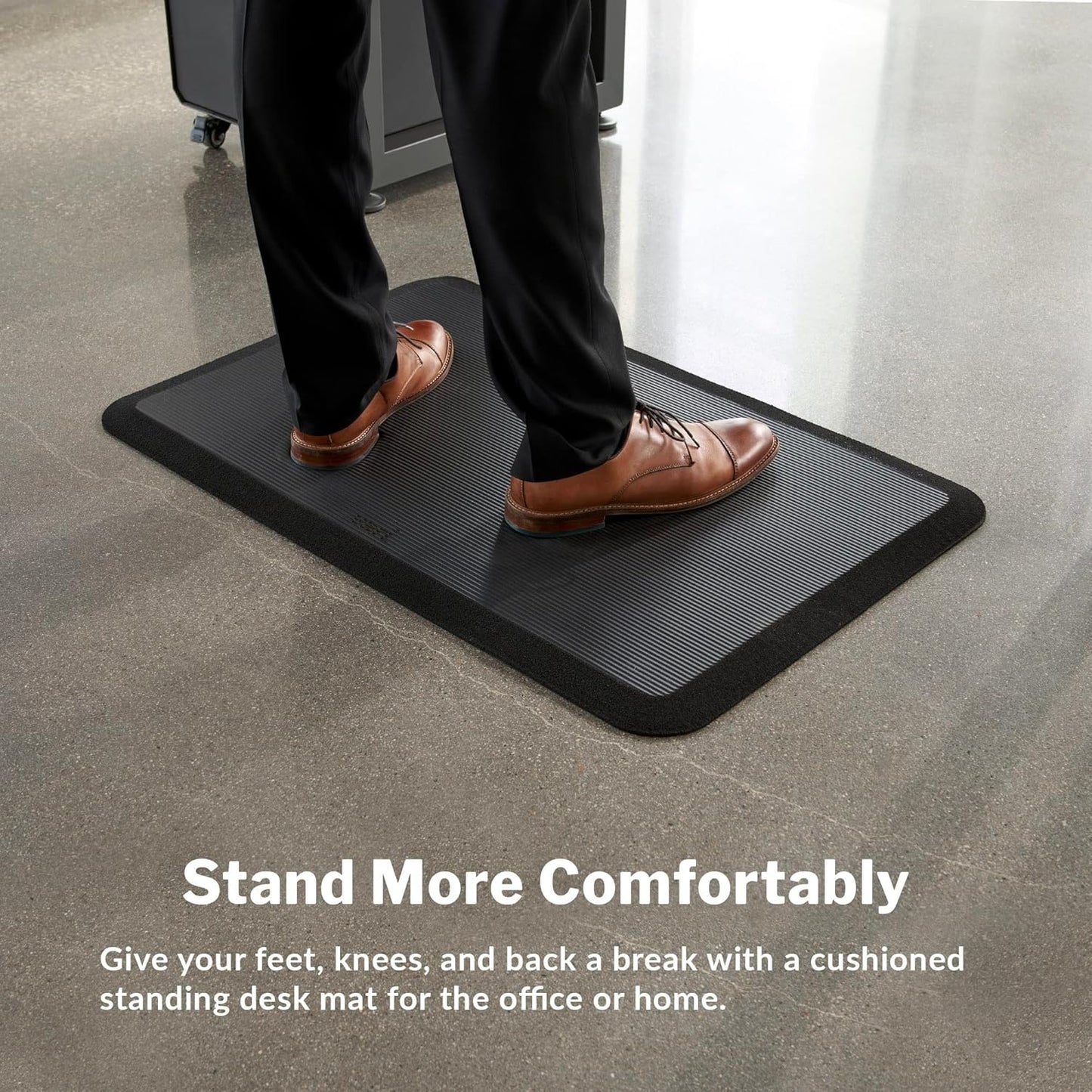 Vari Standing Mat - Anti-Fatigue Non-Slip Cushioned Mat for Standing Desks | 34x22 Inches - Black
