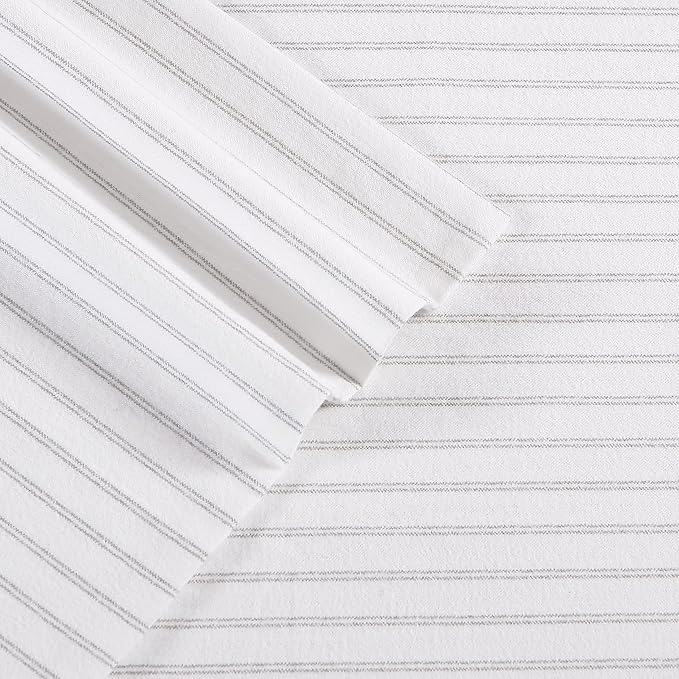 Eddie Bauer - Flannel Sheets Full Size, Anti-Pilling & Wrinkle Resistant Cotton, Touchably Soft for All-Season Comfort - Bed Sheets with Matching Pillowcases & Fitted Sheet (Trail Stripe Grey)