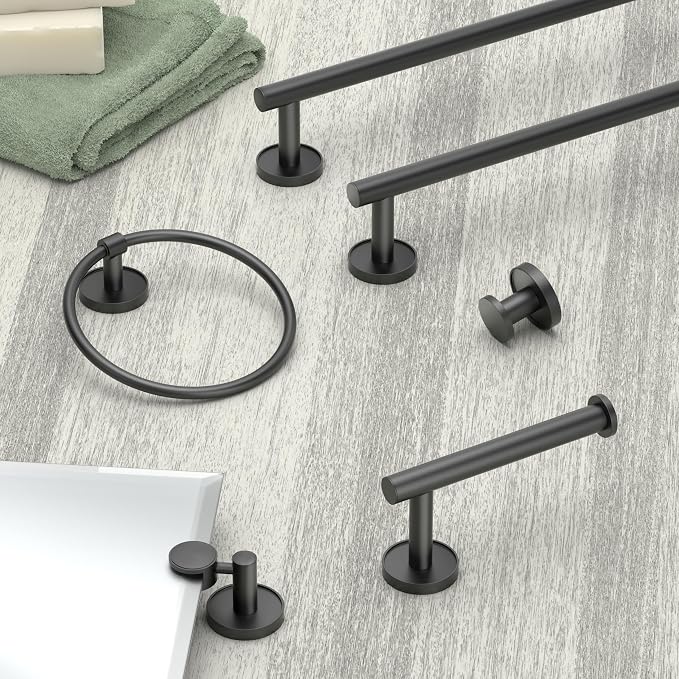 Gatco Bath Towel Hook | Retro–Modern Wall Hook for Robes, Towels, and Clothes | Sky 5555MX, Matte Black