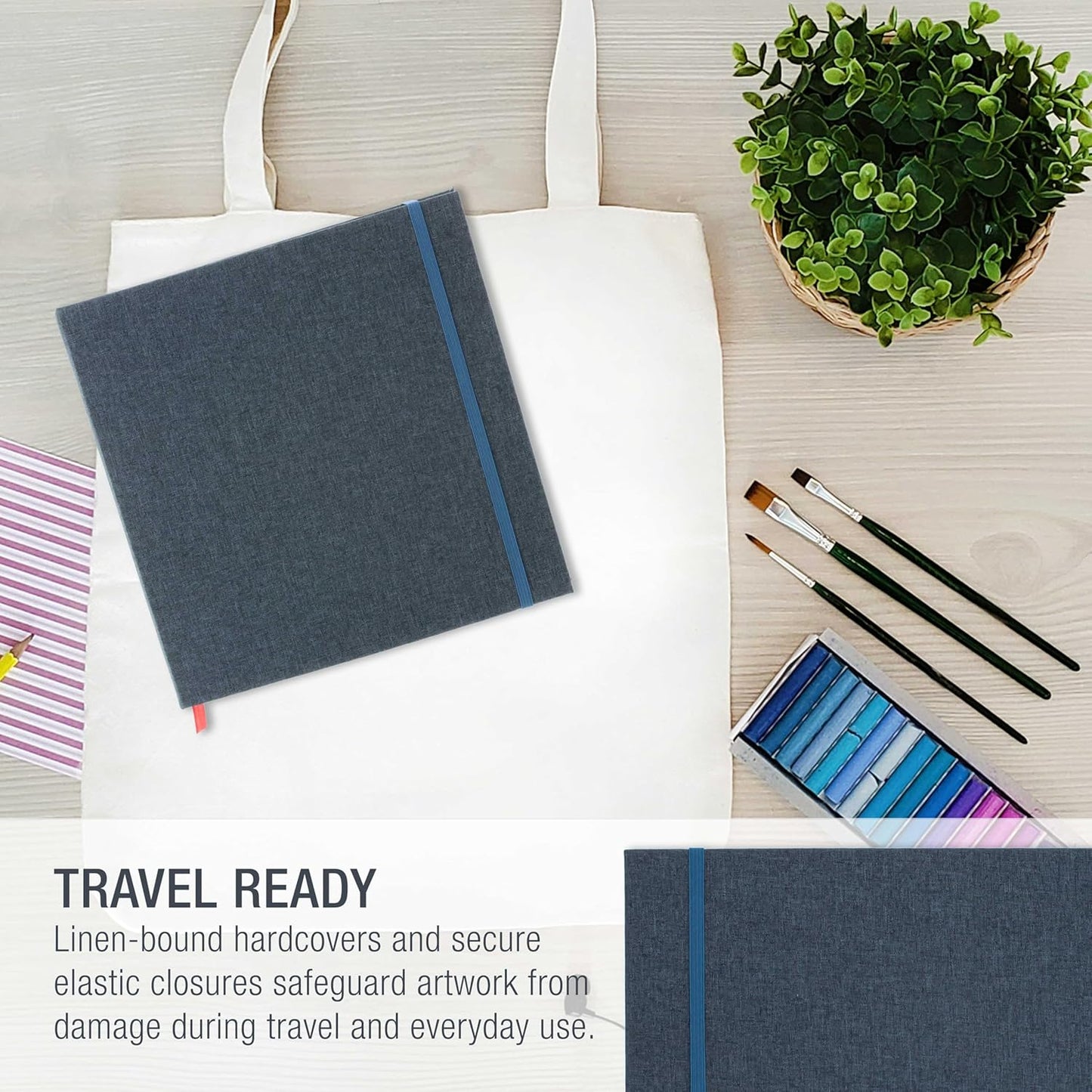 U.S. Art Supply Watercolor Book - 8.5" x 8.5" Linen-Bound Hardcover, 76 Sheets Each, Acid-Free Paper