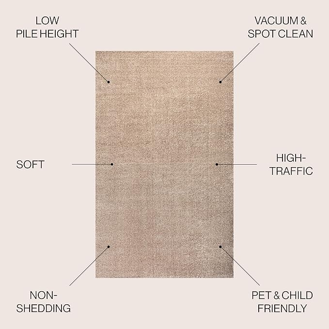 JONATHAN Y Haze Solid Low-Pile Beige 4x6 Oval Indoor Area Rug, Coastal,Bohemian,Minimalist,Classic, Easy-Cleaning for Living Room,Bedroom,Kitchen,Pet Friendly,Non-Shedding (SEU100G-4OV)