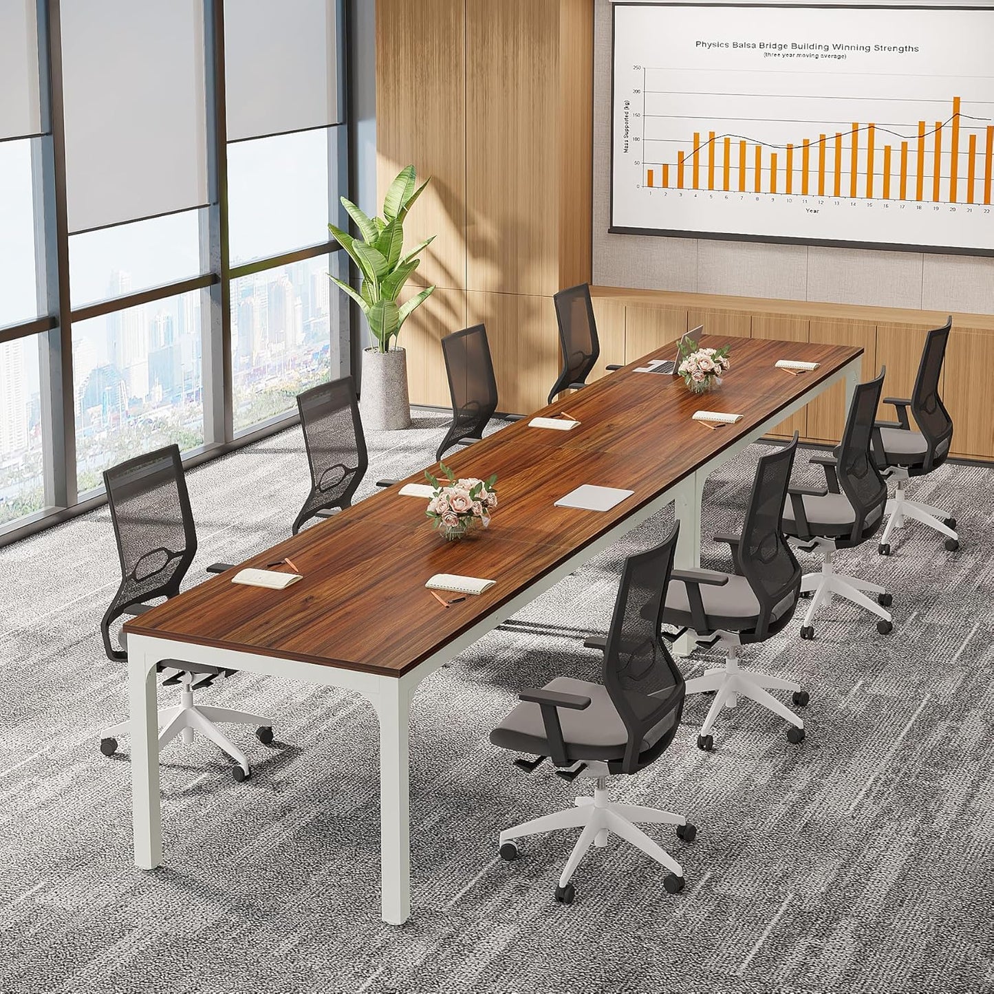 Tribesigns 6.5 FT Conference Table - Modern Large Office Meeting Table | 78.74" W x 27.56" D, Walnut