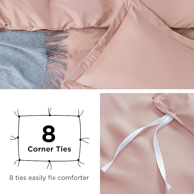 Bedsure Duvet Cover King Size - Soft Double Brushed Bedding Set for Kids & Adults, Zipper Closure, 3 Pieces, Includes 1 Duvet Cover (104"x90") & 2 Pillow Shams, NO Comforter, Pale Blush