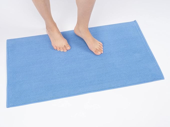 Cotton Paradise 100% Cotton Turkish Bathmat Rug, Soft Absorbent Quick Dry Non Slip, 20x34 Bathmat Rug, Sky Blue
