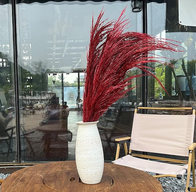 Pampas Grass Decor Tall,Long Pampas, Large Pompas Floral, Elegant Feather Flowers for Wedding Decorations, Living Room Decor (Natural Red, 8pcs 31.5"(80cm))