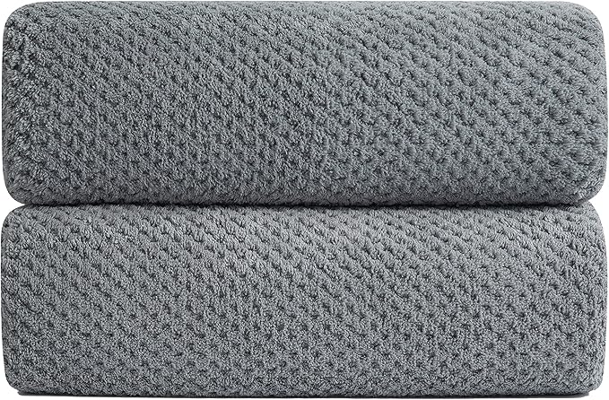 Smuge 2 Piece Hand Towels Set,100% Microfiber - Quick Dry, Thick, Soft, Plush and Highly Absorbent Luxury Hotel & Spa Bath Towel for Bathroom, Pack of 2 (Gray)
