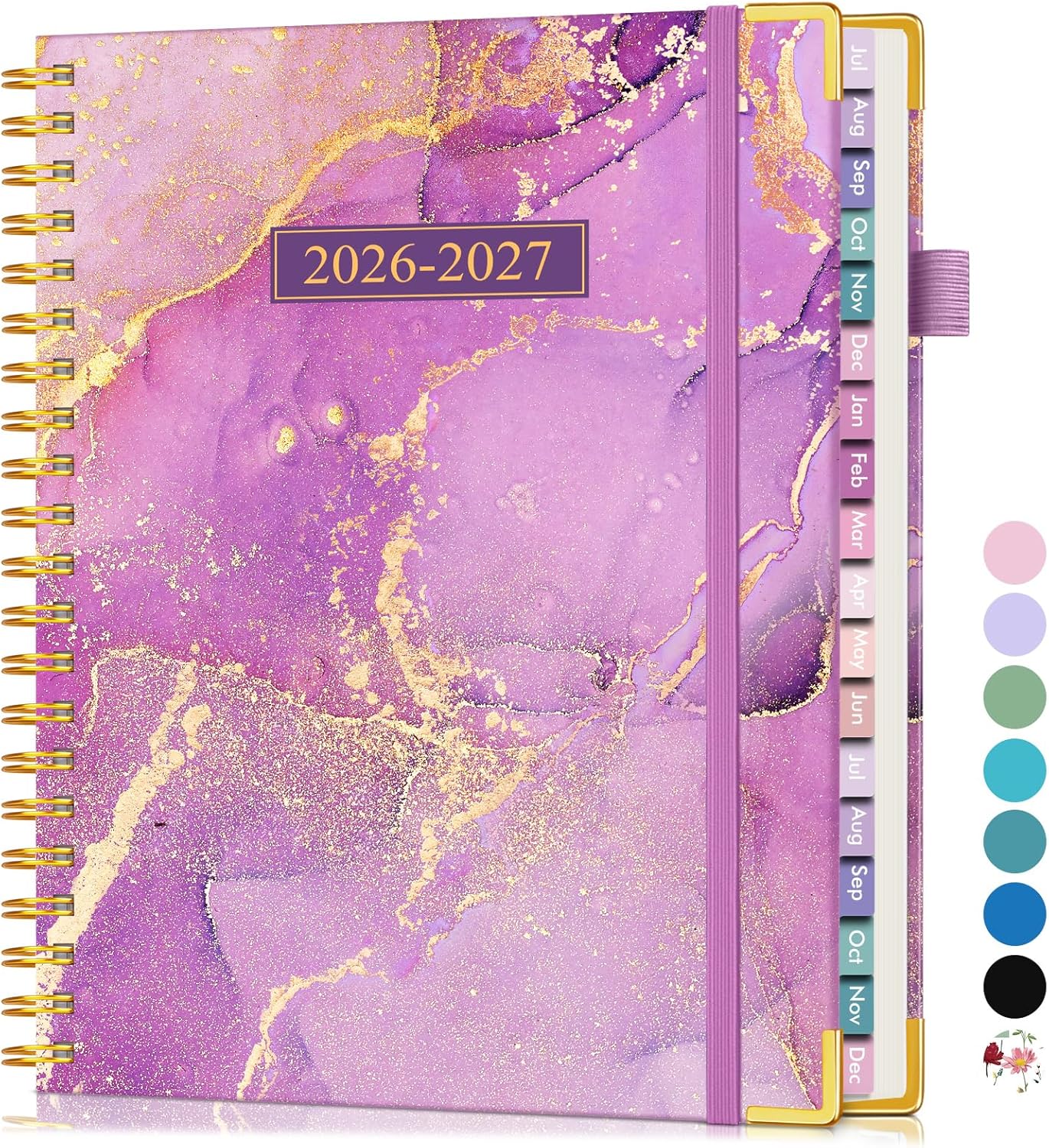 Academic Planner 2026-2027 | 18-Month Hardcover Weekly & Monthly Organizer - Large 8.5" x 11" Purple Marble