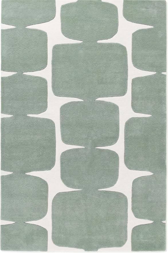 Restoration and Renovation Modern Wool Area Rug - Contemporary Abstract Geometric Design, Thick & Soft Hand-Tufted Carpet - Ideal for Indoor Decor in Living Room, Bedroom (Sage Green, 6' x 9')