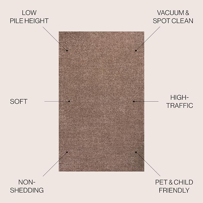 JONATHAN Y Haze Solid Low-Pile Brown Indoor Area Rug 8x10, Coastal,Bohemian,Minimalist,Classic, Easy-Cleaning for Living Room,Bedroom,Kitchen,Pet Friendly,Non-Shedding (SEU100J-8)