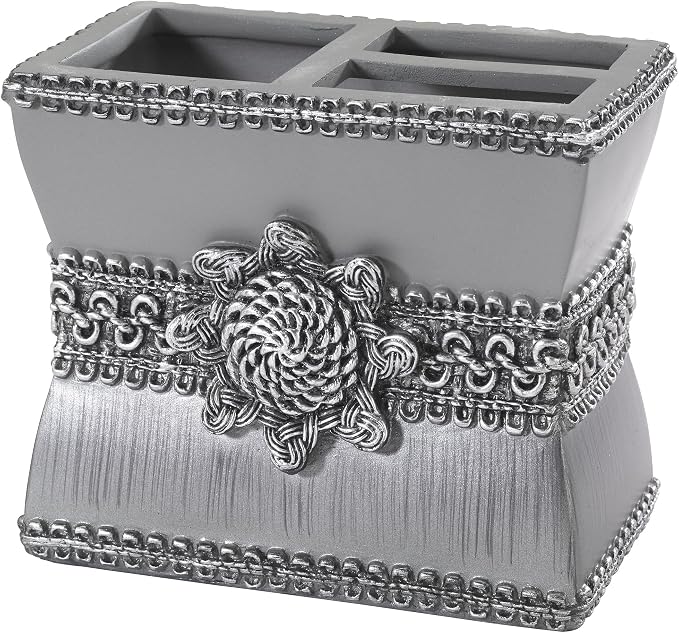 Avanti Linens - Toothbrush Holder, Resin Bathroom Accessories, Elegant Home Decor (Braided Medallion Collection)