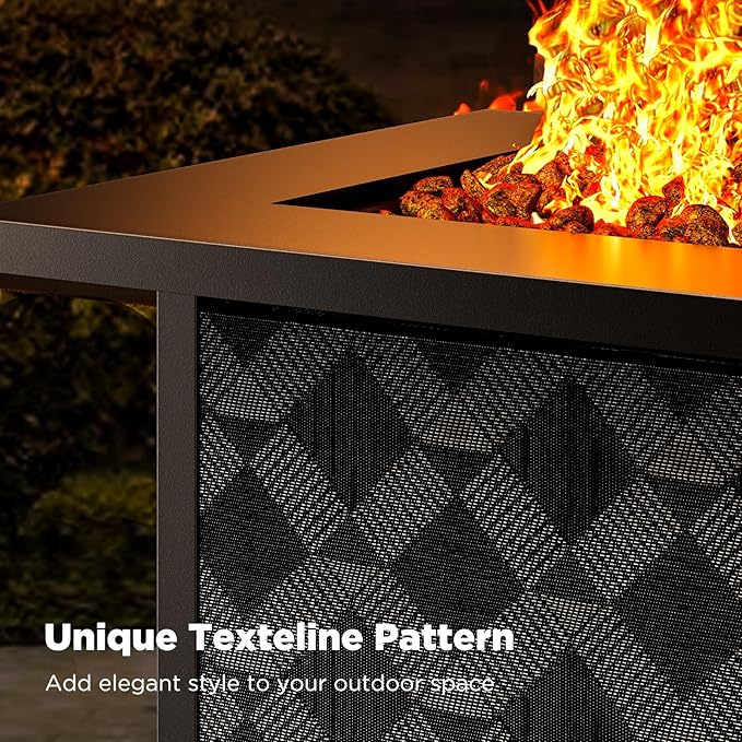 Ciays Propane Fire Pit Table, 32Inch Gas Outdoor Fire Pit Table CSA-Certified for Outside Patio with Lava Rocks, Add Warmth and Ambience to Parties, Backyard, Garden, 50,000 BTU