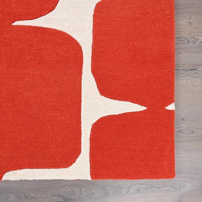 Restoration and Renovation Modern Wool Area Rug - Contemporary Abstract Geometric Design, Thick & Soft Hand-Tufted Carpet - Ideal for Indoor Decor in Living Room, Bedroom (Poppy, 3' x 5')