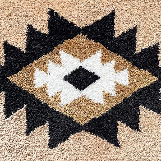 Boho Bathroom Rugs Runner 60x24 Inch Accent Long Non Slip Bohemian Area Runner Rug for Bathroom Tub Kitchen Entryway Laundry Bedroom Washable Bedside Rug Hallway Rug, Camel
