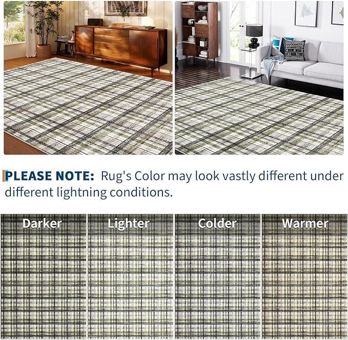 2x10 Runner Rug Bathroom Rugs Non Slip Machine Washable Hallway Rug Modern Soft Non-Shedding Kitchen Runners for Bathroom Bedroom Entryway Nursery, Green&Taupe