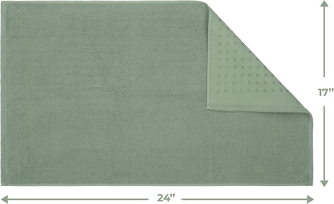 Cotton Paradise 100% Cotton Turkish Bathmat Rug, Soft Absorbent Quick Dry Non Slip, 17x24 Bathmat Rug, Sage Green