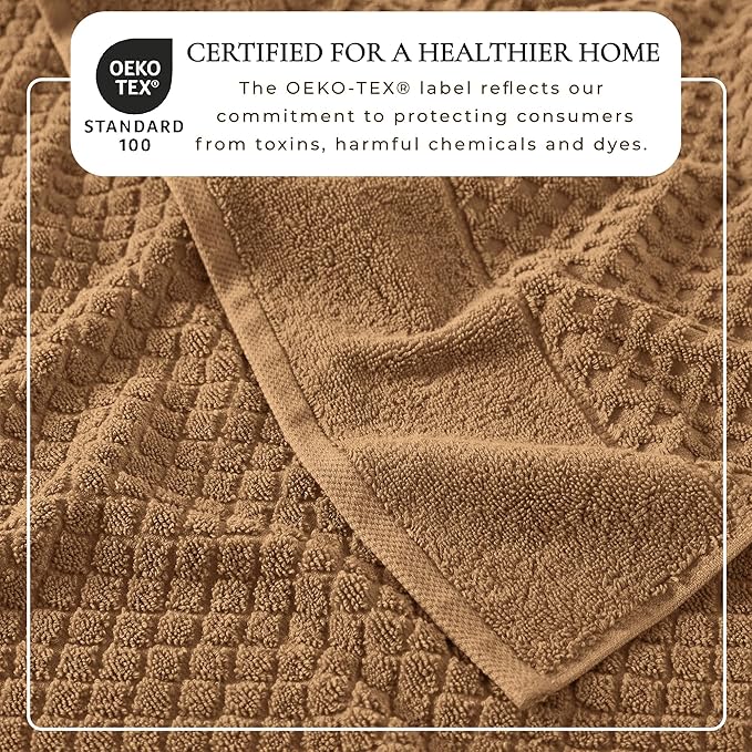 Great Bay Home Oversized Bath Sheets - 100% Cotton 2 Pack 68x35 Extra Large Towel - Absorbent, Durable, Quick-Dry Towels for Bathroom (Mocha)